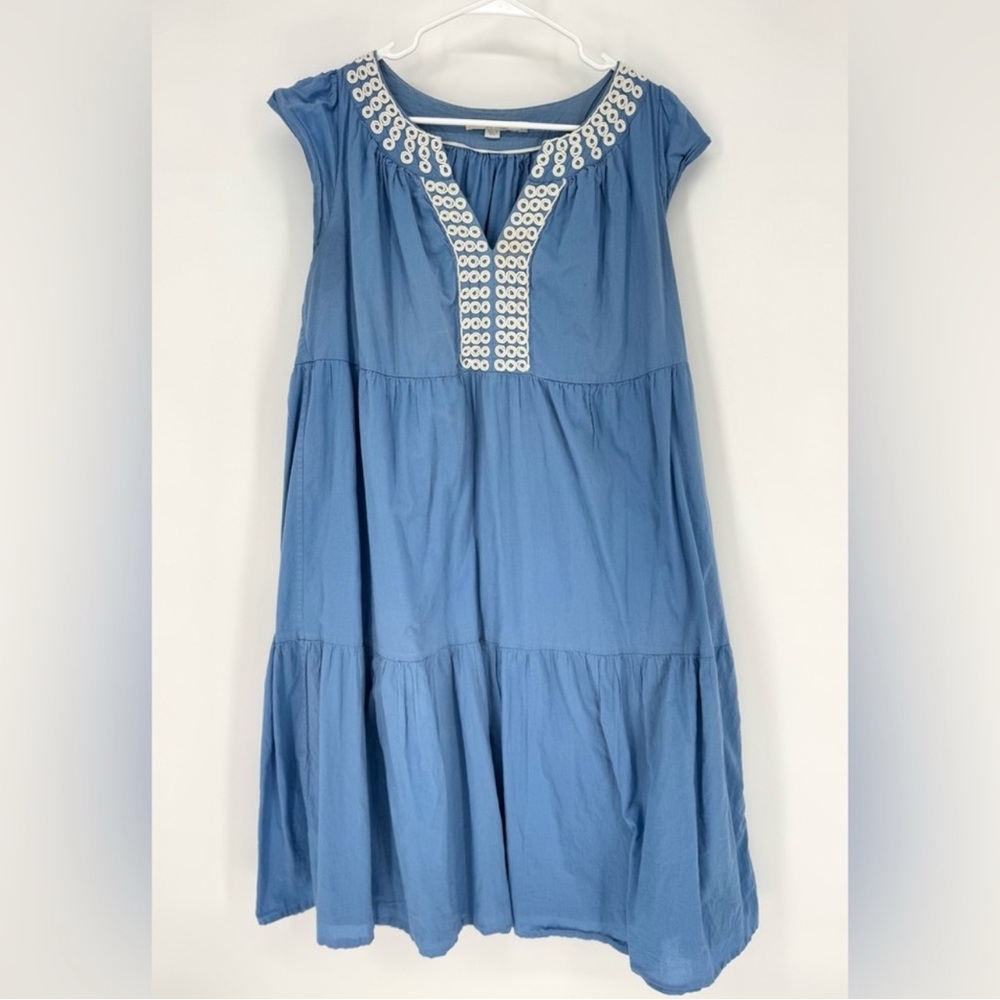 Boden Blue Midi Dress with White Accents
